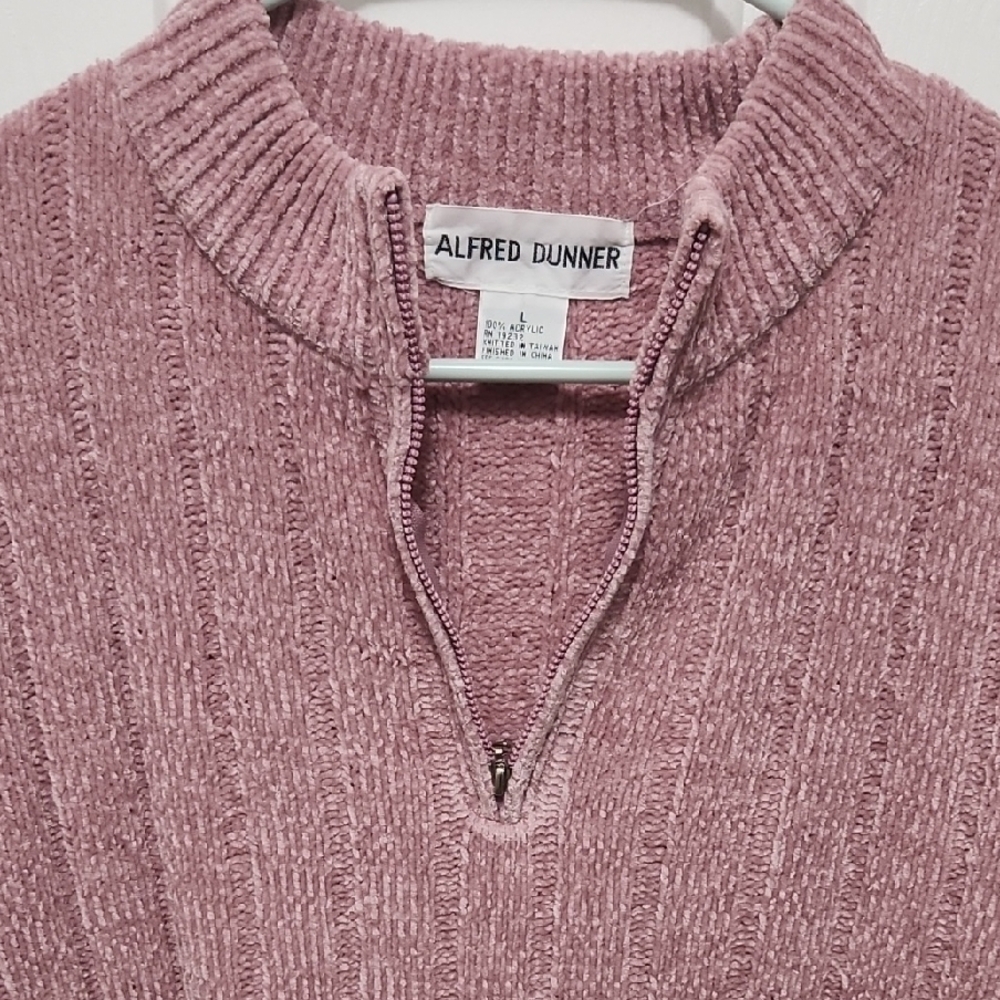 Alfred Dunner Pink Ribbed Knit Top
